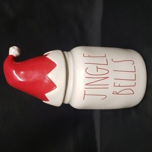 Rae Dunn "JINGLE BELLS" Lidded 8.5" Cookie/Treat Jar